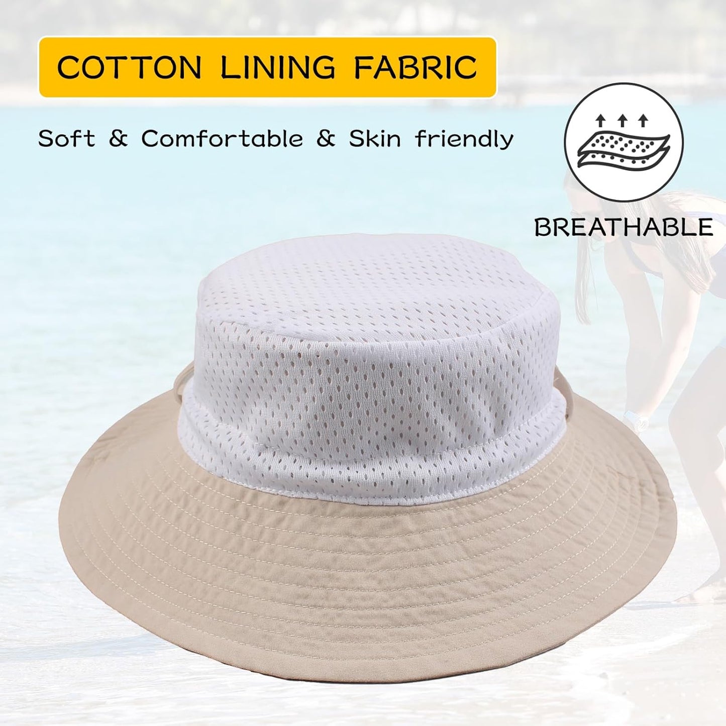 Peecabe Summer Baby Sun Hat for Boys Girls UPF 50+ Wide Brim Toddle Bucket Hat Adjustable Baby