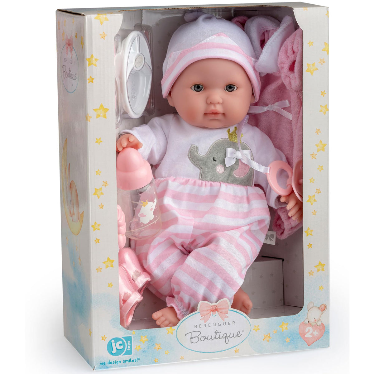 15" Realistic Soft Body Baby Doll with Open/Close Eyes | JC Toys - Berenguer Boutique | 10 Piece