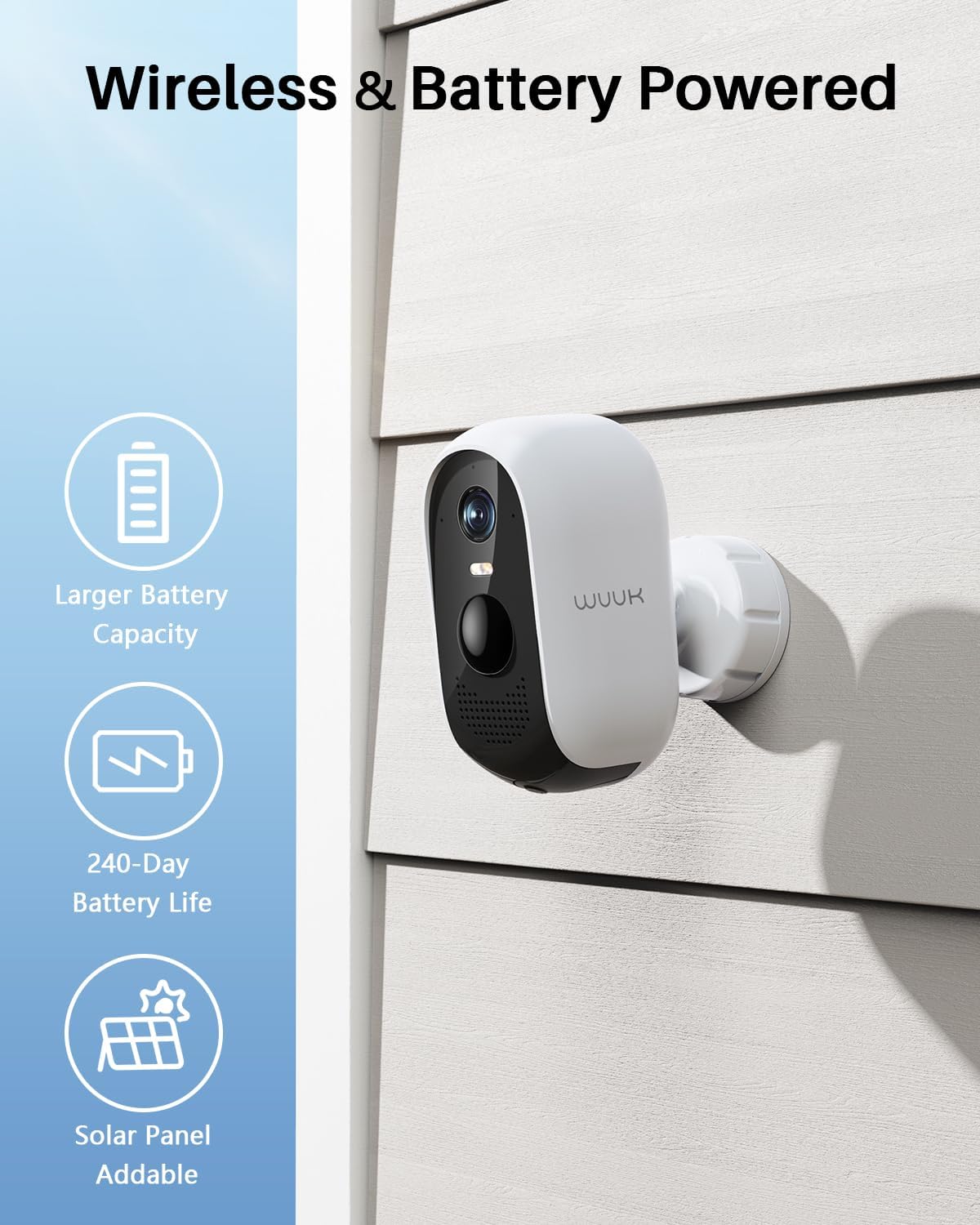 WUUK Add-on Outdoor Camera, Requires Base Station, Home Security Cameras Wireless Outdoor, 2K HD