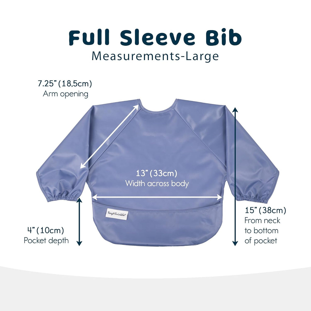 Tiny Twinkle Mess Proof Baby Bibs, 2pk Waterproof Smock Baby Bibs for Eating, Machine Washable Long