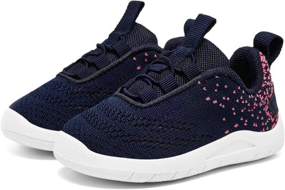 MORENDL Toddler Slip On Sneakers Baby Walking Shoes Non-Slip Breathable Unisex Pink Mesh Lace-Up