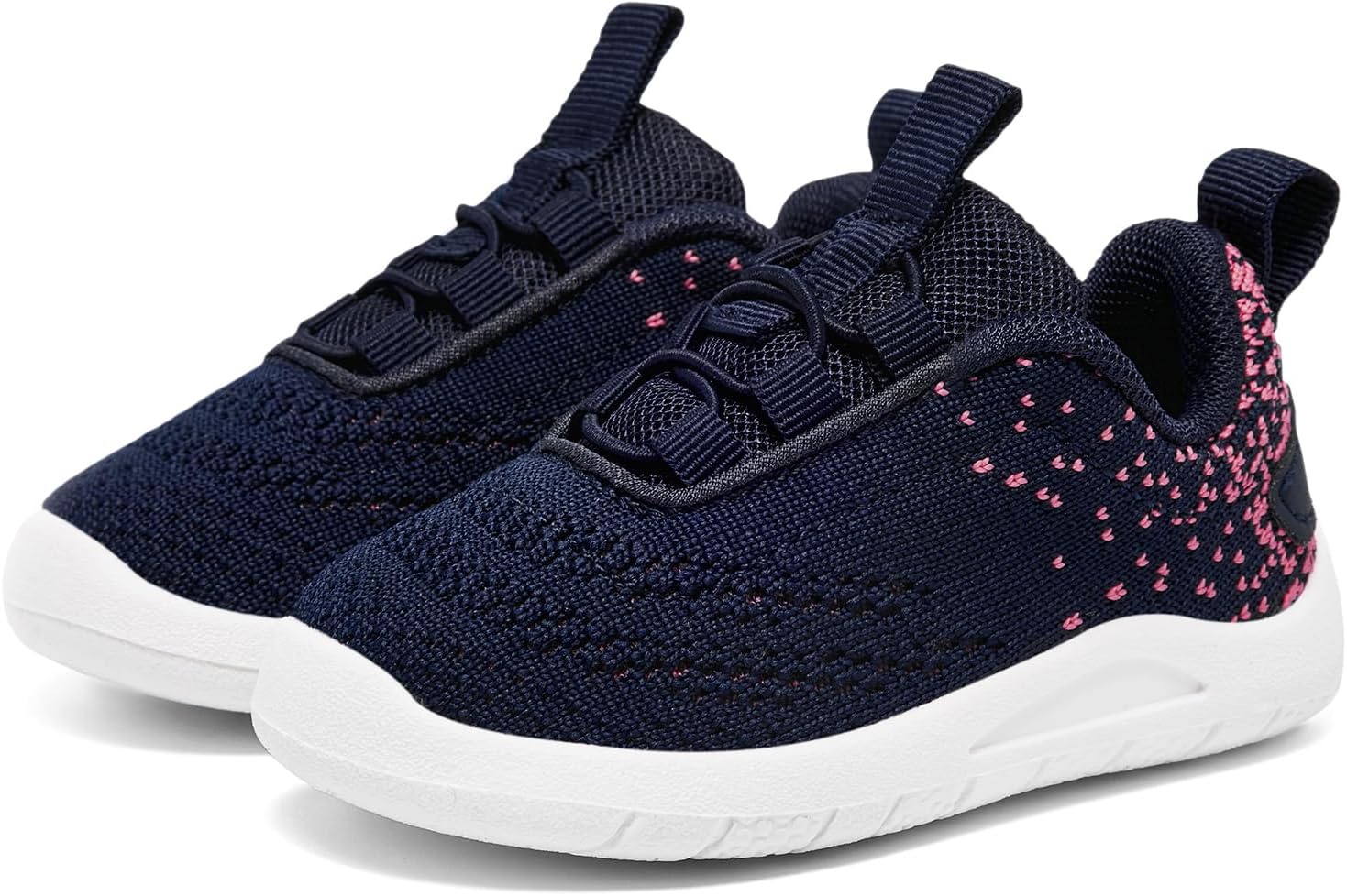 MORENDL Toddler Slip On Sneakers Baby Walking Shoes Non-Slip Breathable Unisex Pink Mesh Lace-Up