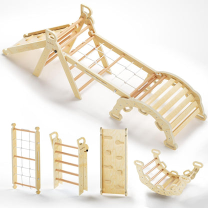 BlueWood 2025 8-in-1 Pikler Triangle Climbing Set Toddler Toys Indoor Baby Jungle Gym Climber