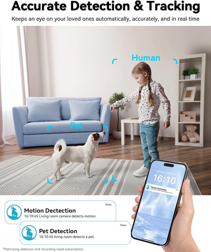 blurams Pet Camera 4K, 8MP Indoor Cameras for Home Security with One-Touch Call, Color Night