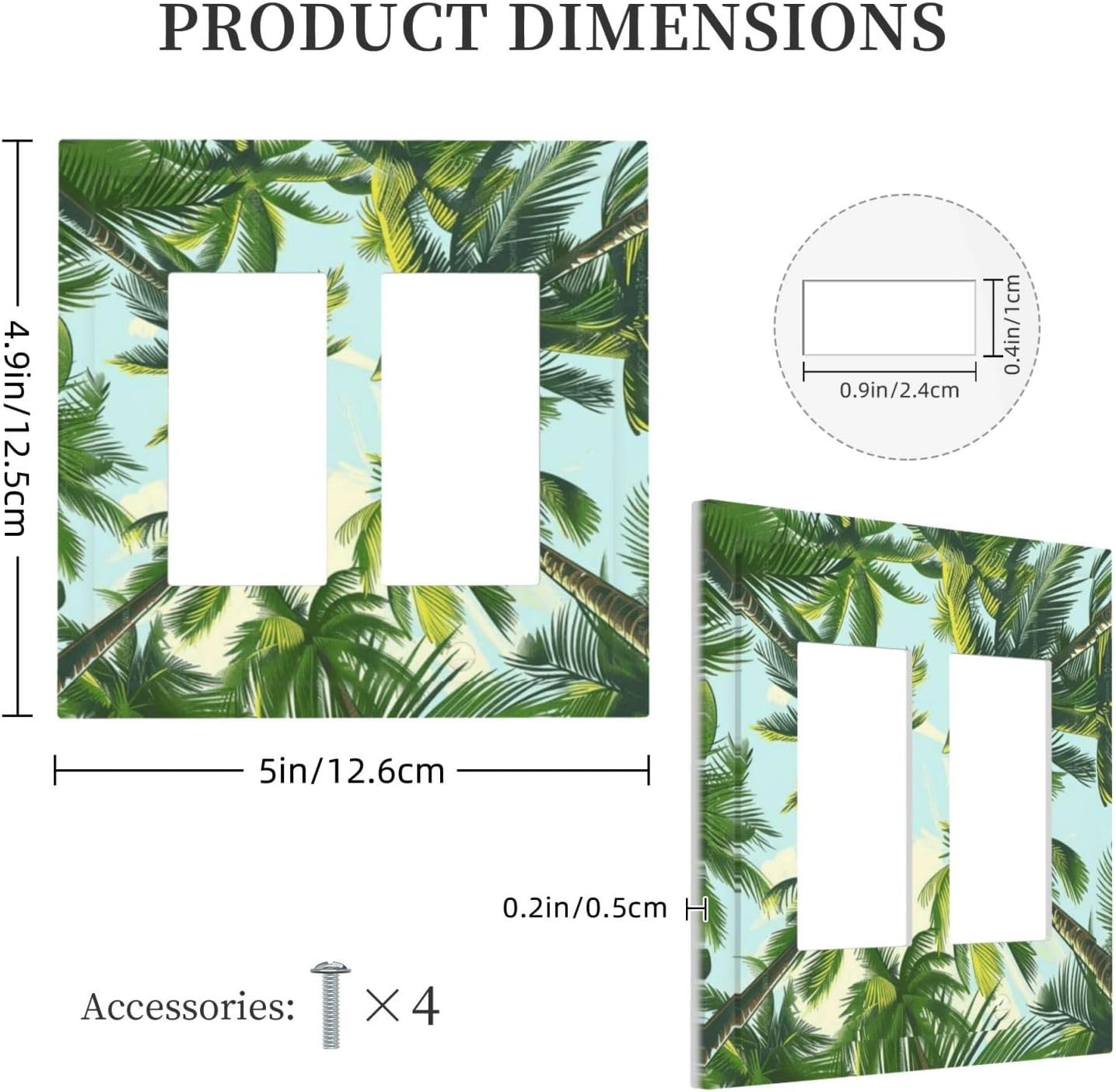 Summer Sky Coconut Palms Trees Green Plants Leaf Decorative Outlet Covers 2 Gang Double GFCI Rocker