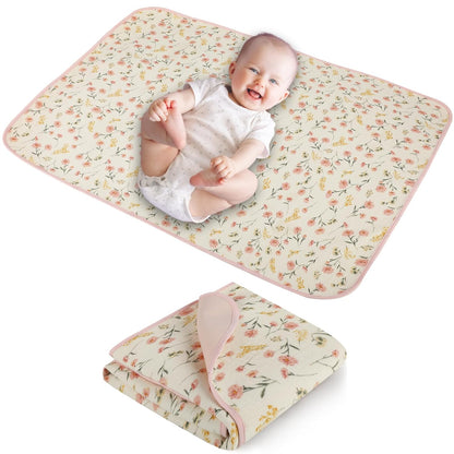 Baby Diaper Changing Pad, 19.7"x25.6" Waterproof Changing Pad Liners with 100% Muslin Cotton Front
