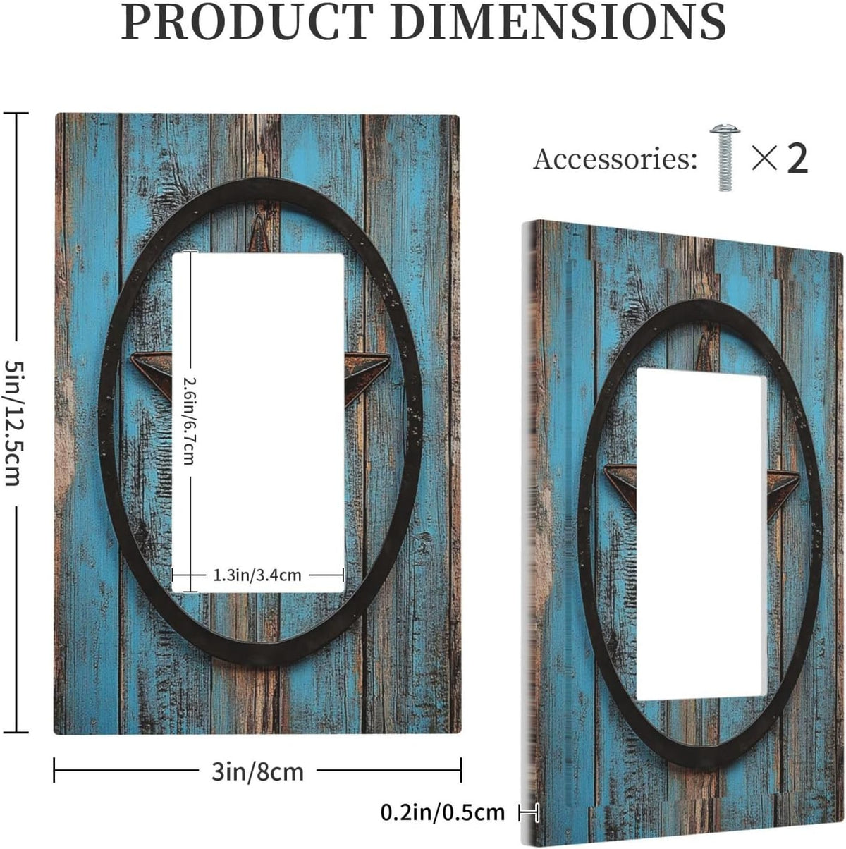 Decorative Outlet Covers Rustic Wood Country Barn Texas Star On Teal 1 Gang Single Rocker Light