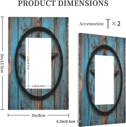 Decorative Outlet Covers Rustic Wood Country Barn Texas Star On Teal 1 Gang Single Rocker Light