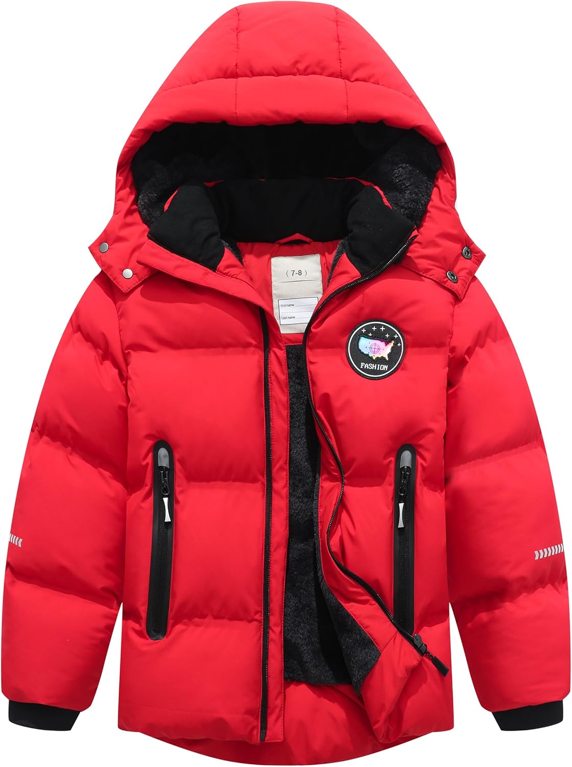 Kids Boy's Winter Coat Fleece Lined Waterproof Jacket Puffy Cotton Coat Thick Hooded Down Outdoor