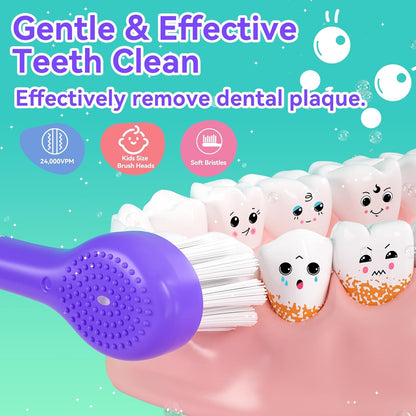 SEAGO Kids Electric Toothbrushes Rechargeable, Toddler Electric Toothbrush with Magnetic Charging