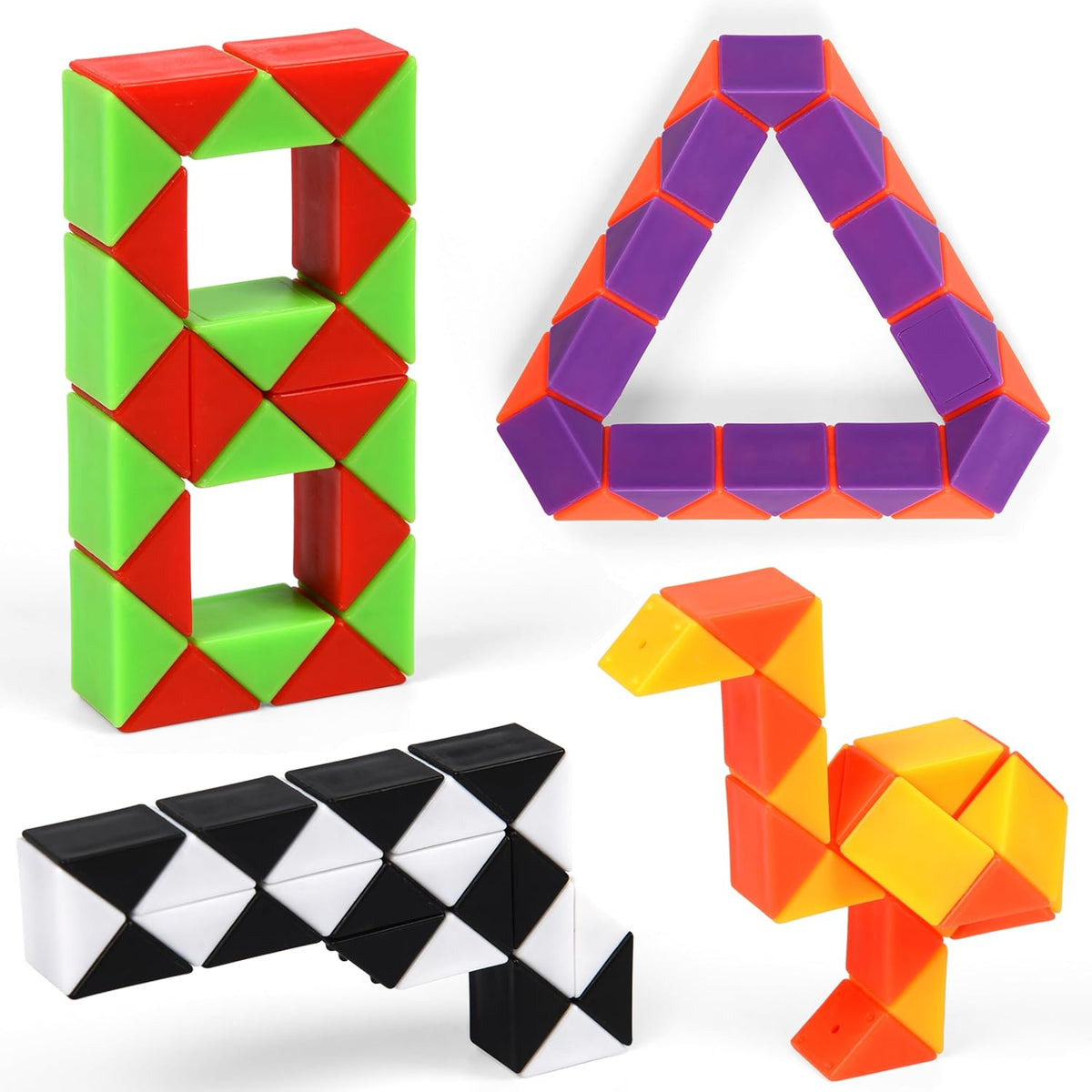 26 Pack 24 Blocks Magic Snake Cube Toy,Fidget Mini Snake Cube Puzzle Toy for Kids,Mini Plastic