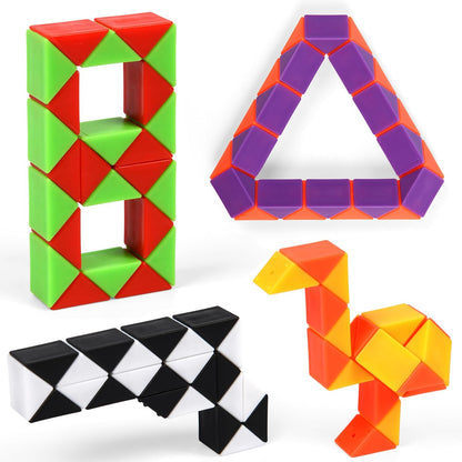 26 Pack 24 Blocks Magic Snake Cube Toy,Fidget Mini Snake Cube Puzzle Toy for Kids,Mini Plastic