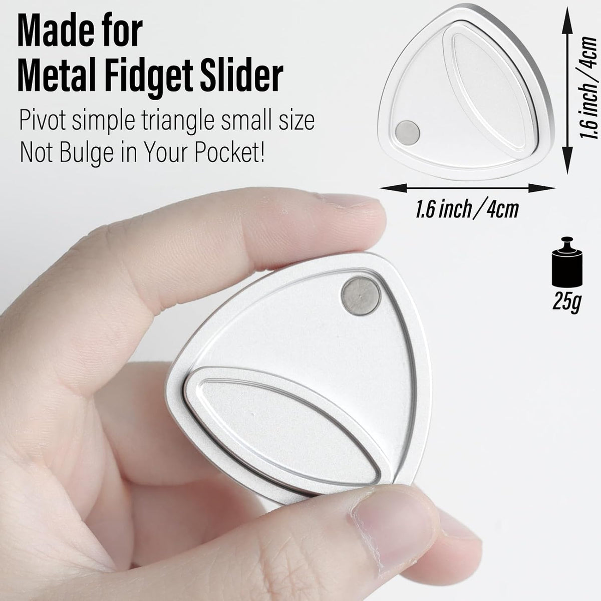 FREELOVE Pivot Magnetic Fidget Slider, Metal Worry Coin Haptic Clicker for Adults, Triangle