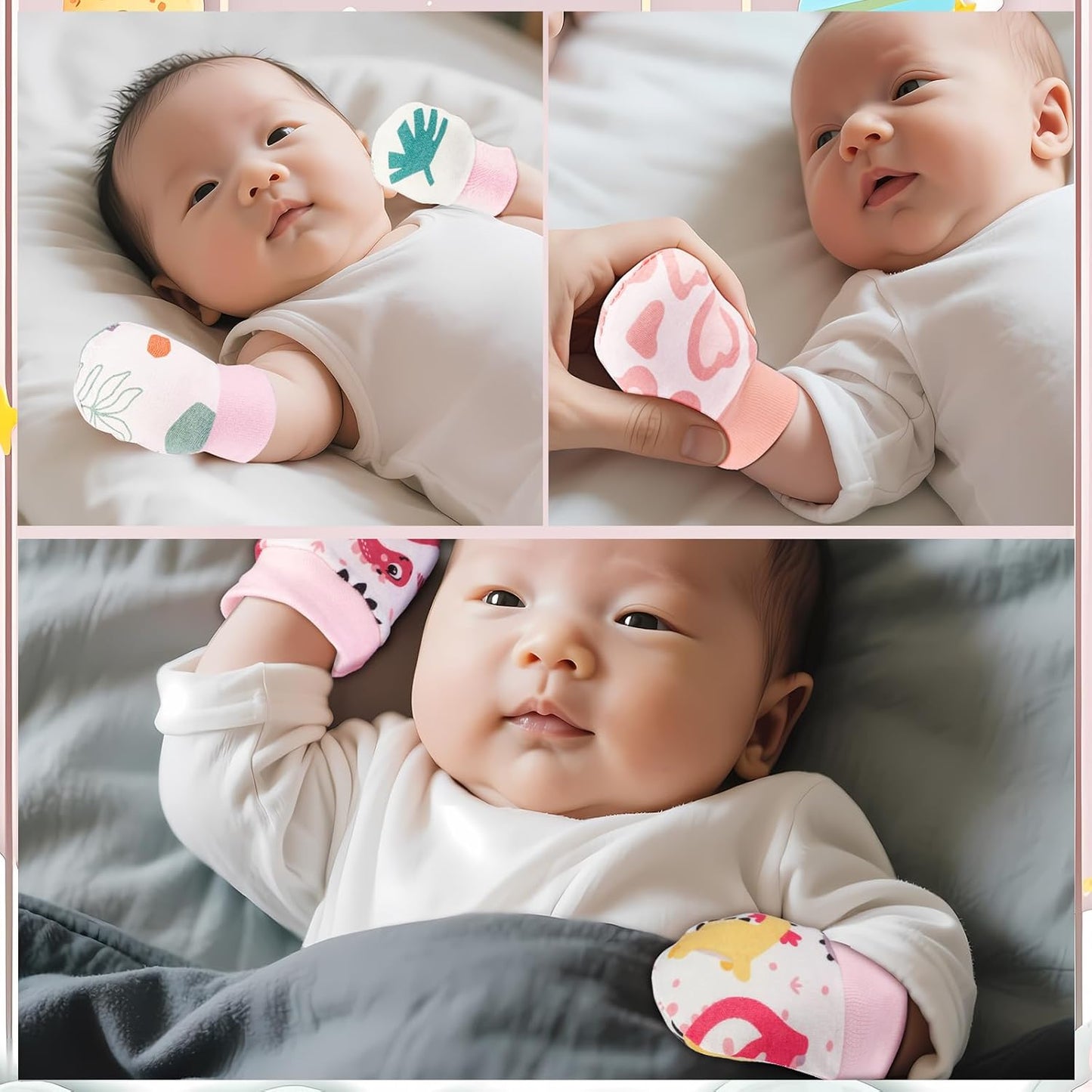 No Scratch Baby Mittens Newborn Infant Toddler Mittens Soft Elastic Wrist Gloves Mitten for 0-6