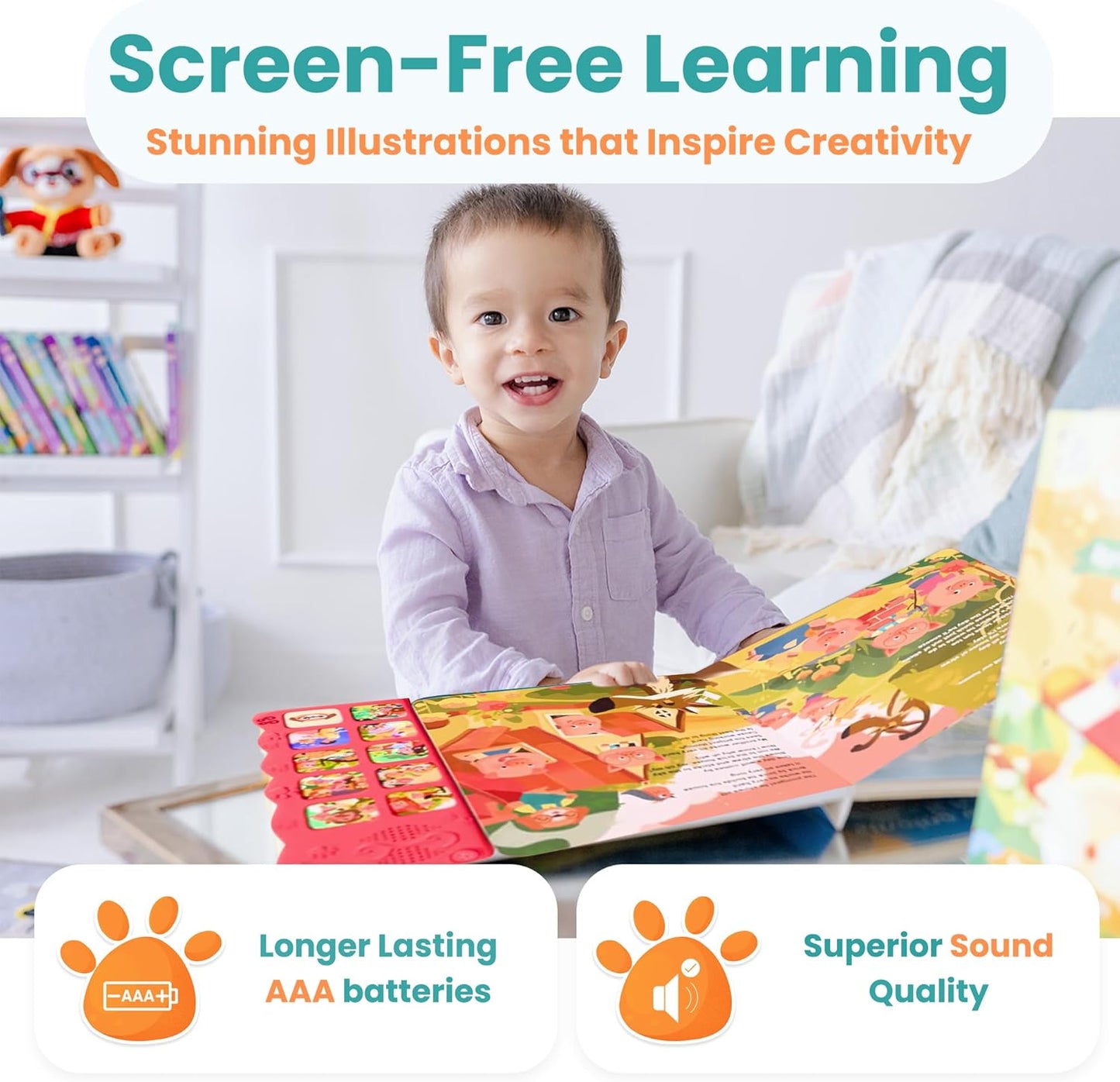 GO GO 9 Fairy Tale Songs: Interactive Sound Book, Musical Books for Toddlers 1-3, Talking Books for
