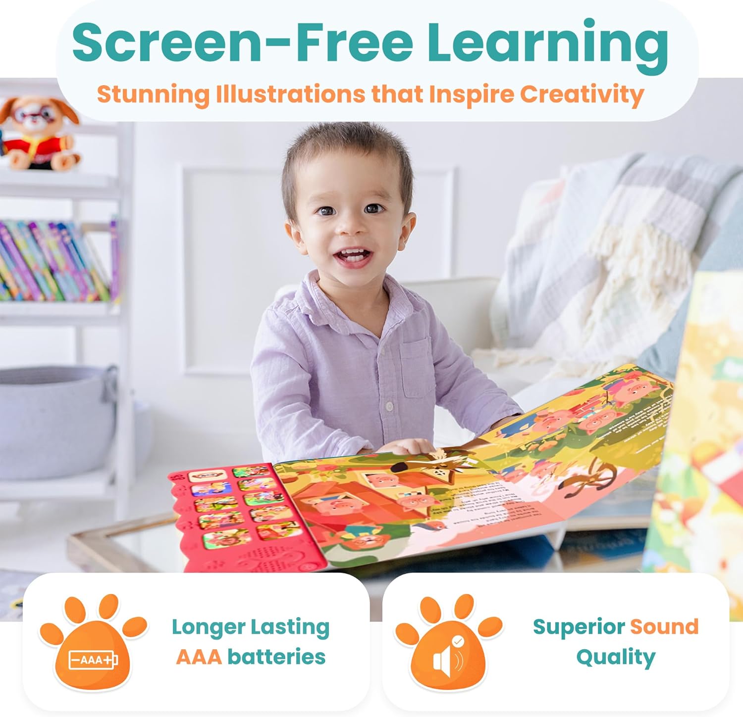 GO GO 9 Fairy Tale Songs: Interactive Sound Book, Musical Books for Toddlers 1-3, Talking Books for