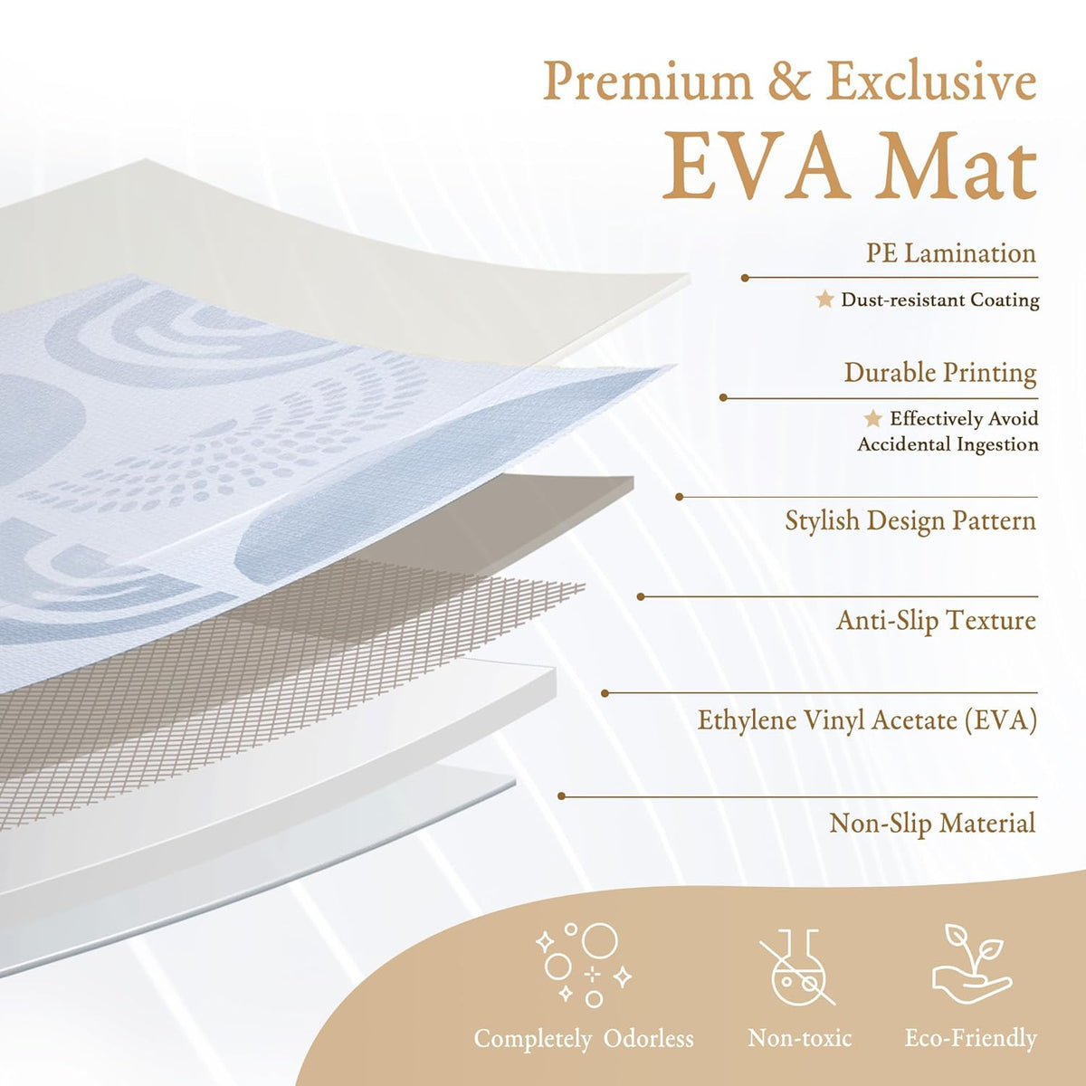 Premium Exercise & Baby Foam Play Mats - Stylish & Large Non-Toxic Odorless Floor Mat - 6 Tiles