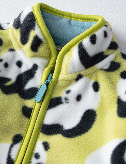 Kids Printed Polar Fleece Jacket Toddler Baby Boys Girls Autumn Winter Warm Sherpa Lining Outerwear