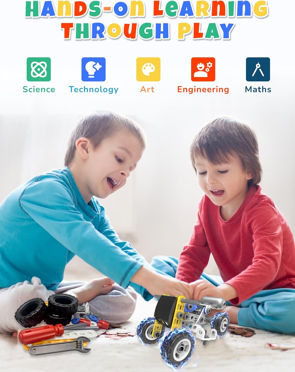 STEM Toys for 5 6 7 8+ Year Old Boy, 10 in 1 Electric Building Toys for Kids Ages 4-8 5-7 6-8