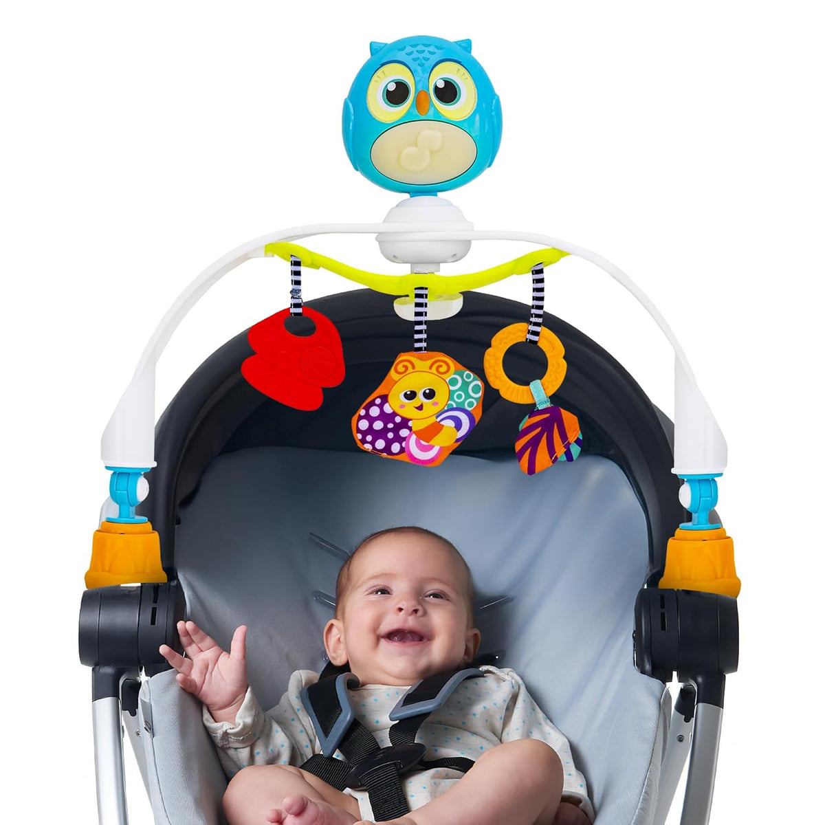 Baby Stroller Arch Toy with Relaxing Music & Lights - Adjustable Activity Arch & Play Accessories