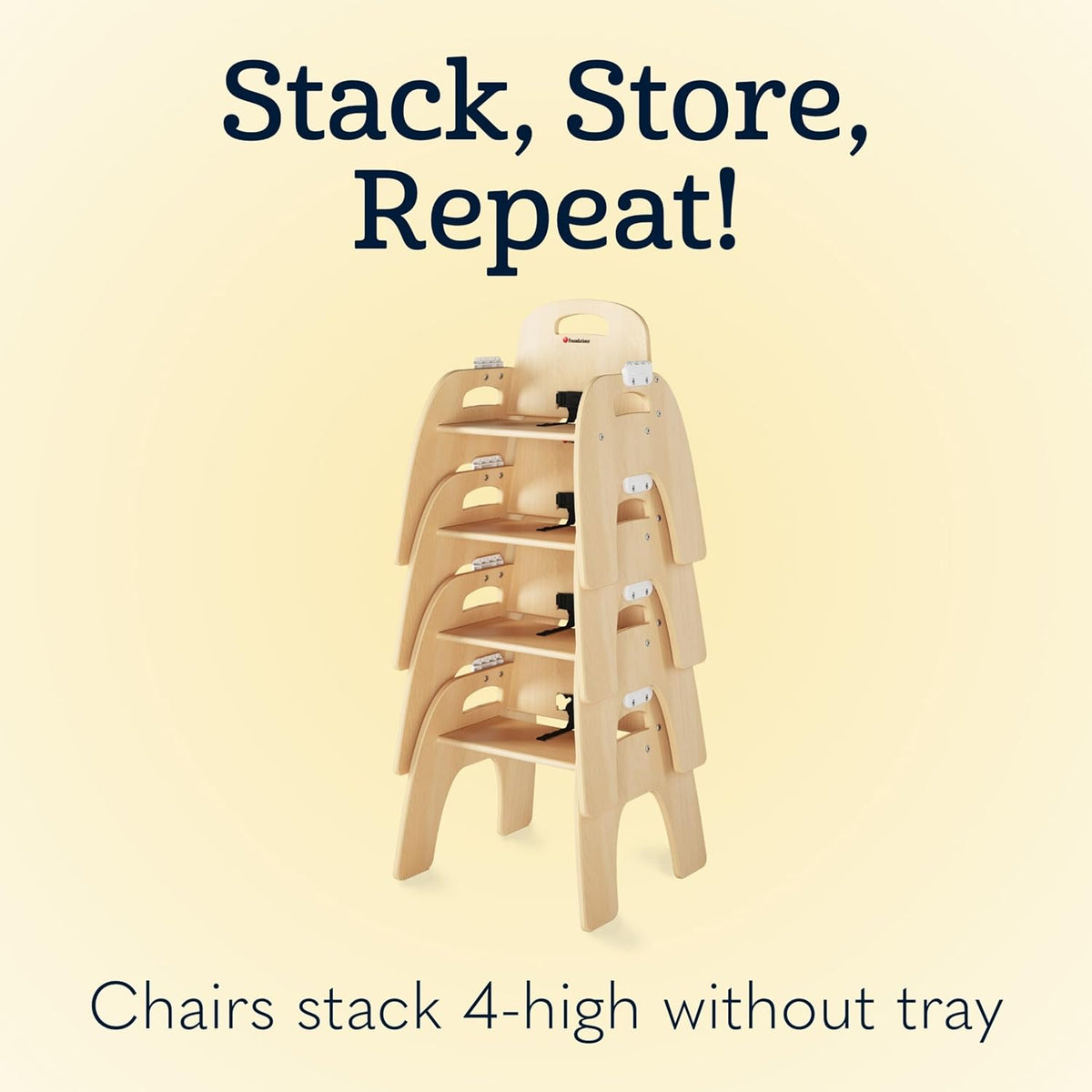 Foundations Easy Serve 13" Wood Feeding Chair for Toddlers, Adjustable Harness, Removable