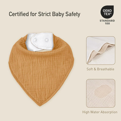 Muslin Baby Bibs 8 Pack, Baby Bandana Drool Bib for Drooling and Teething, Cotton Soft Absorbent