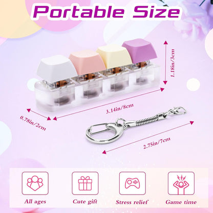 Keyboard Fidget Toys Adults Fidget Keyboard Clicker with LED Light Keychain Sensory Toys for
