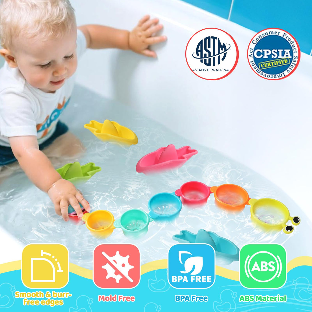 11PCS Baby Bath Toys for Kids Ages 1-3, Toddler Water Table Pool Beach Toys