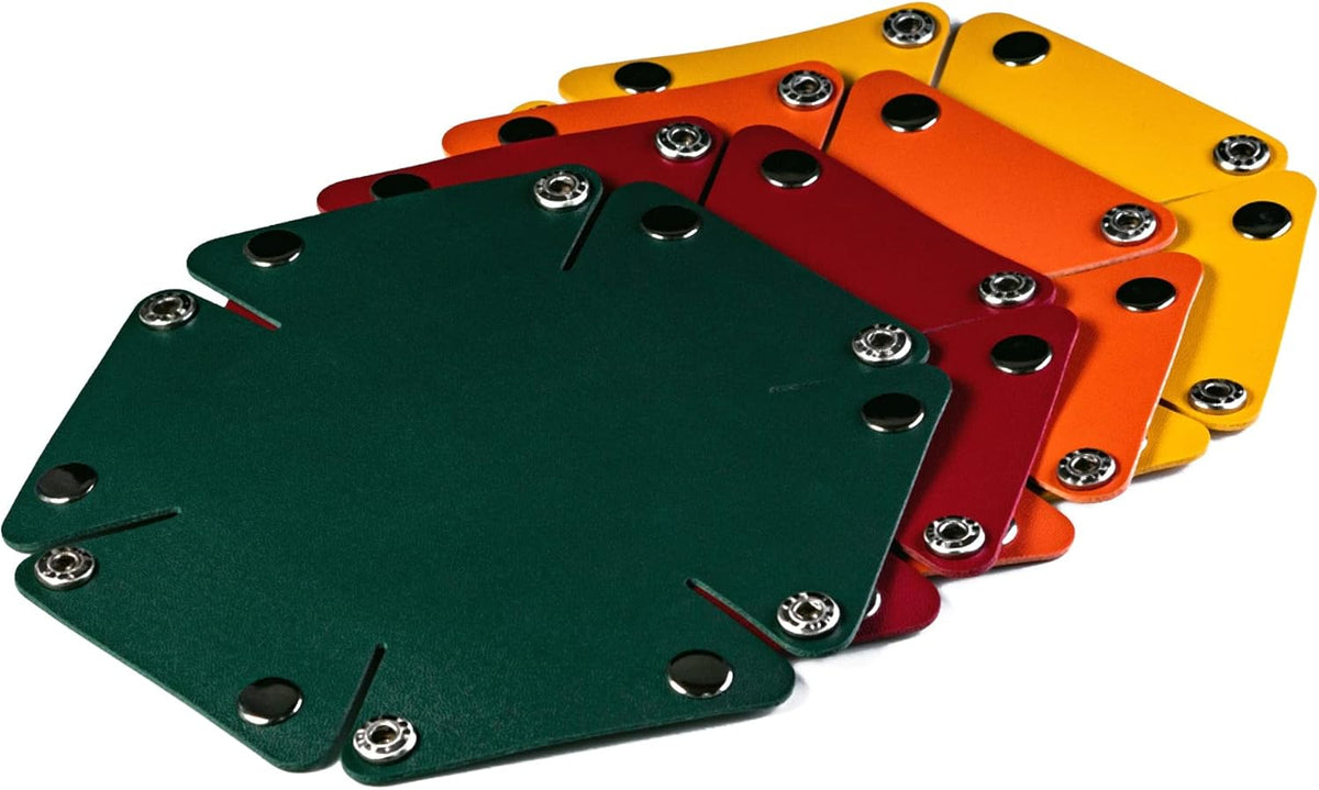 4 Pieces Small Dice Case & Dice Storage Box PU Leather Folding Round Dice Holder for Store