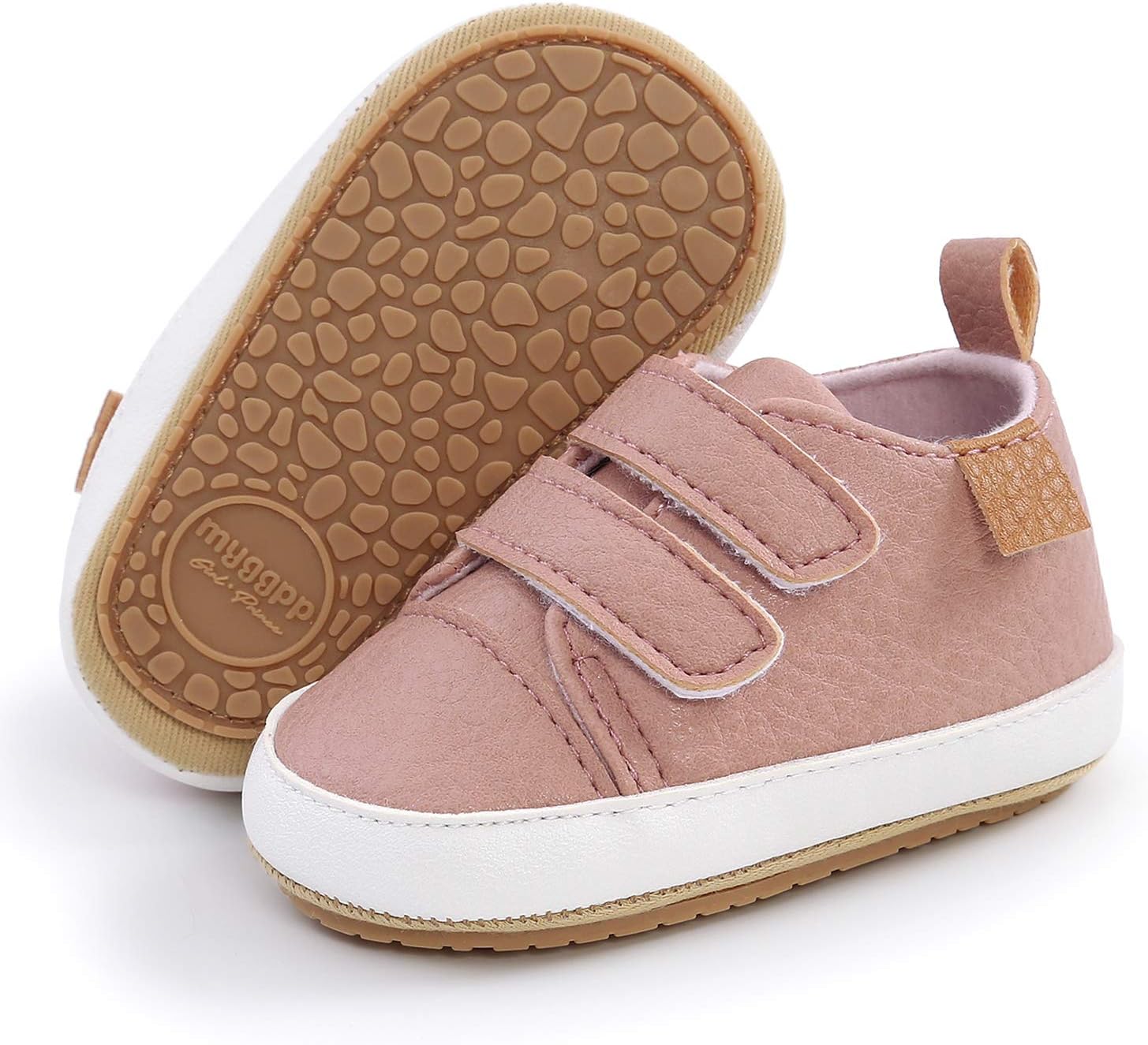SOFMUO Baby Boys Girls High Top Ankle PU Leather Sneakers Soft Rubber Sole Infant Moccasins Newborn