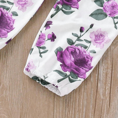 Newborn Baby Girl Clothes, Infant Girl Outfits Long Sleeve Ruffle Romper + Floral Pants + Headband