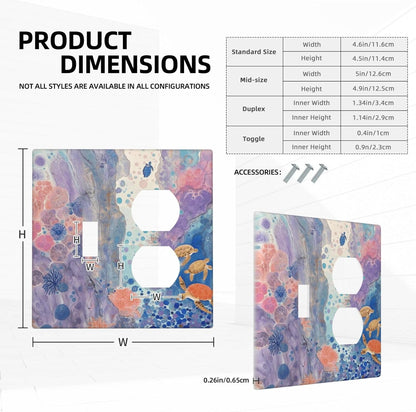Turtle Coral Fish Watercolor Colorful Underwater World Wallplates 1 Toggle 1 Duplex Switch Plate