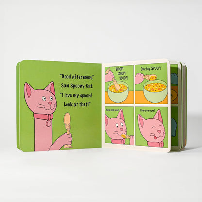Made in USA Spoon la la Toddler Utensils Set (2 Pack) & Board Book - Spoon & Fork for Kids