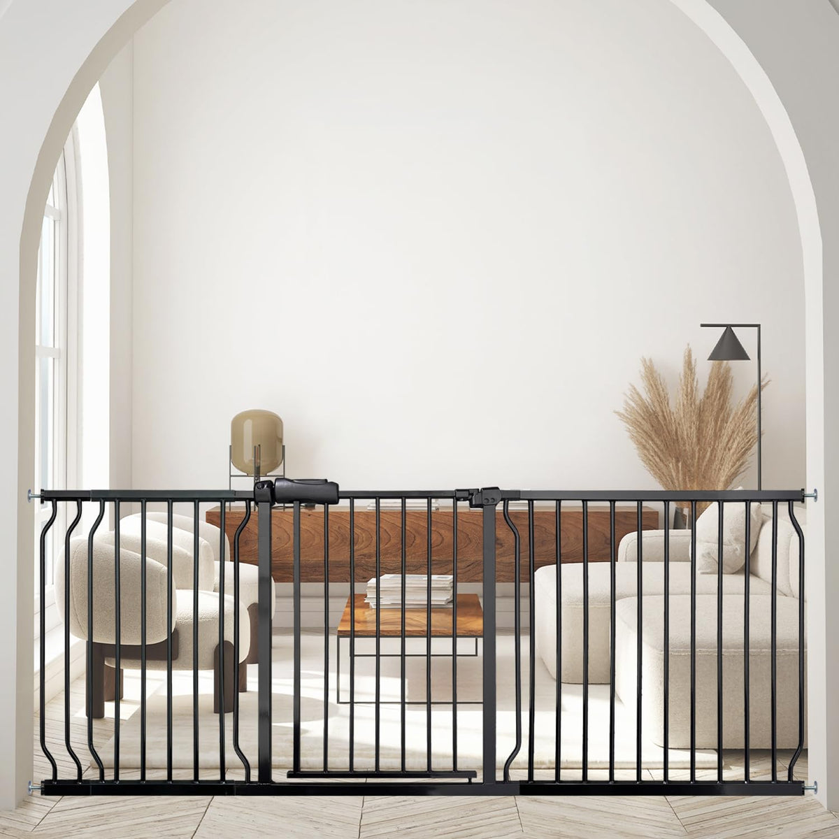 Extra Wide 76.4-81 Inch Large Baby Gates for Stairs, Doorways - No Drilling, Pressure Mounted Pet