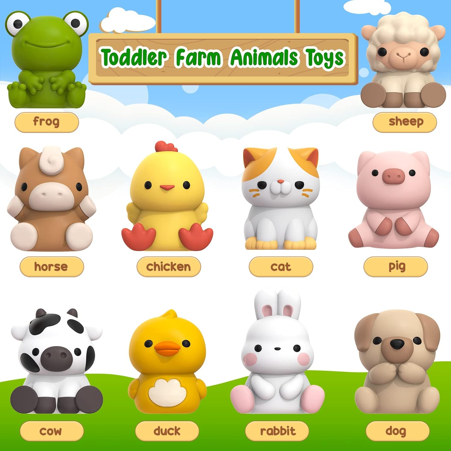 Learning Toy for Toddlers 1 2 3 Year Old, 10 Farm Animal Toys & 10 Barns, Counting, Matching &