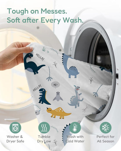 Baby Crib Sheets Boy Girl for Standard Crib Mattress - Dinosaur+Blue, Soft and Stretchy, Snug and