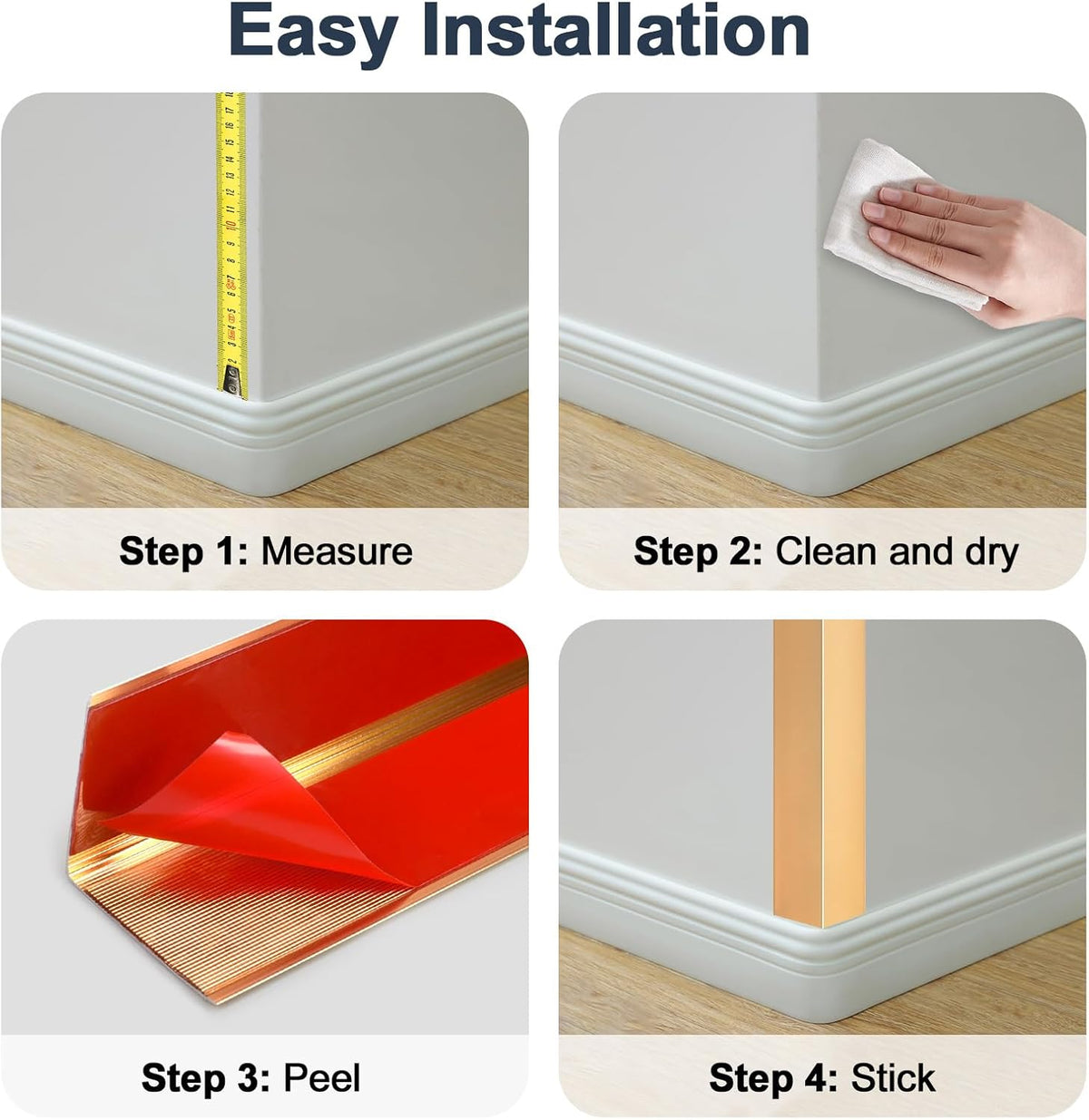 4PCS 45" Aluminum Metal Corner Protectors, Self Adhesive Corner Guards, Metal Wall Edge Protector