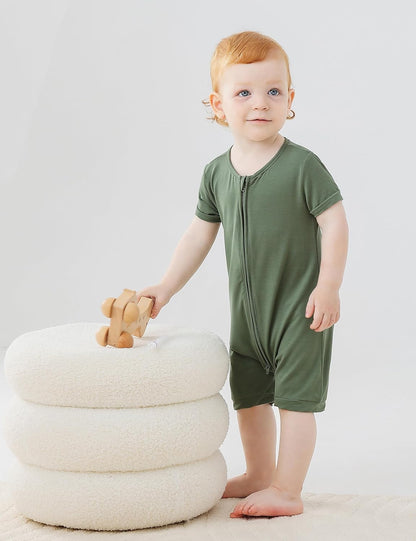 JunNeng Baby Boy Girl 2 Pack Rayon of Bamboo Summer Sleeper Infant Soft Short Sleeve Zipper