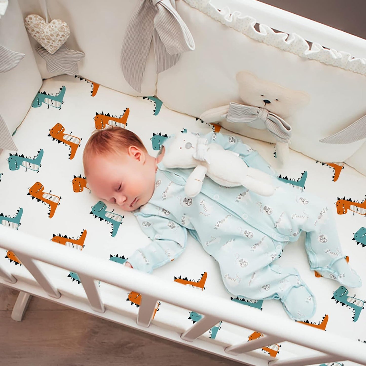 Gllquen Baby Bassinet Sheets 4 Pack, Breathable Cozy Fitted Mattress Sheet, Elastic Travel Crib