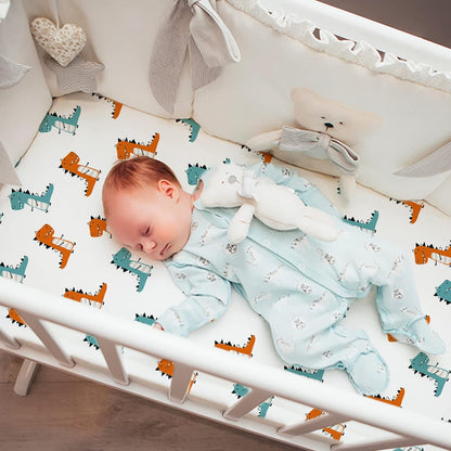 Gllquen Baby Bassinet Sheets 4 Pack, Breathable Cozy Fitted Mattress Sheet, Elastic Travel Crib