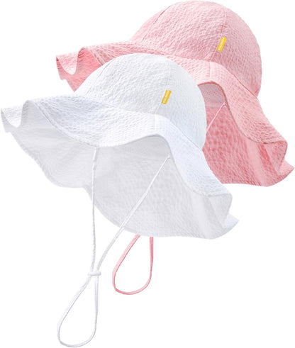 HONGTEYA Baby Sun Hat Toddler Girl Beach Hat Adjustable Outdoor Summer Hat UPF 50+ Sun Protection