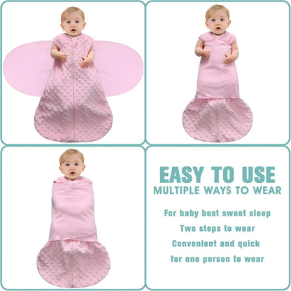 Fleece Newborn Sleep Sack Baby Swaddle,3-Way Adjustable Wearable Blanket,2 Pack Fleece Swaddling