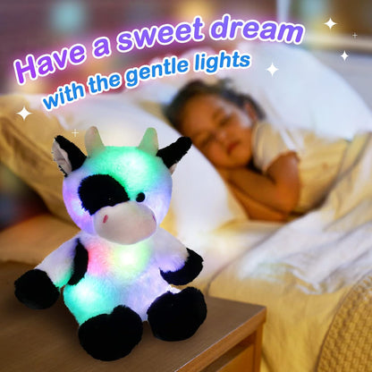 Glow Guards Light up Cow Stuffed Animal Adorable Glow Soft Farm Animal Plush Toy with LED Night