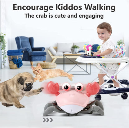 control future Girl Toys Tummy Time: Pink Crawling Crab Montessori Toy Learning 36 Months 3 Year