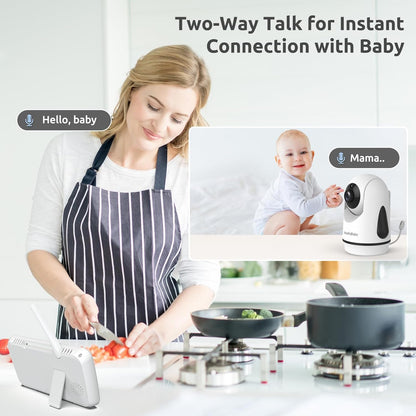 HelloBaby Video Baby Monitor with Upgraded 6” IPS Large Screen, Split Screen with 2 Cameras, Night