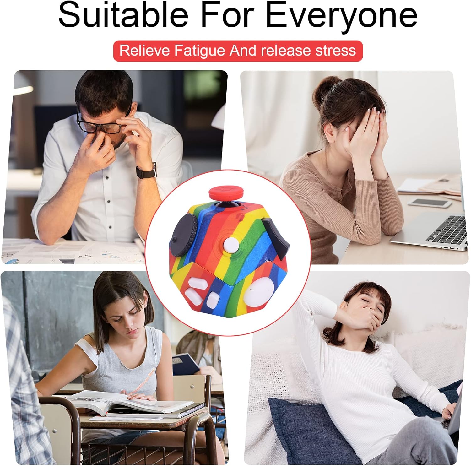 Small Fidget Toys,12 Sided Cube Toys for Kids Adults with Anxiety ADHD Autism and Relief Stress