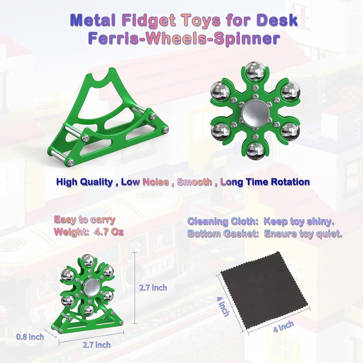 Desk-Fidget-Toys Ferris-Wheels-Spinner: Metal Kinetic-Fidget-Spinner 4mins, EDC-Toy Cool-Gadgets