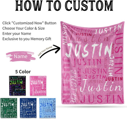Ship Next Day, Custom Name Blanket - Printed in USA, Personalized Baby Blankets for Girls, Baby