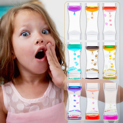 18 Pcs Liquid Motion Bubbler Timer Sensory Toys Colorful Hourglass Desktop Fidget Calming Toys for