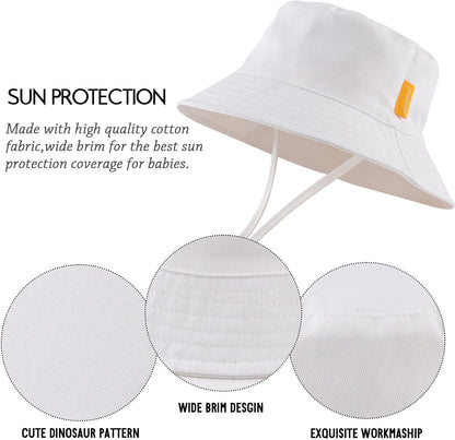 JANGANNSA Cotton Baby Sun Hat Infant Toddler Boys Girls Bucket Hats Summer Sun Protection Kids